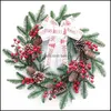 Decorative Flowers Wreaths Artificial Christmas Wreath 12/15Inch Large Pine Cone For Festival Celebration Front Door Wall Window P Ot3Gq