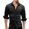 Chemises décontractées pour hommes Printemps Automne Hommes à manches longues Cowboy Chemise Hommes Élégant Wash Slim Fit Tops Mâle Coton Jeans Vêtements de haute qualité