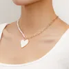 Coréen Chic or couleur chaîne collier Simple décontracté blanc coeur pendentif collier mode femmes tour de cou fête bijoux de mariage