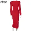 Casual Dresses Fall Winter Slit Black Sexy Women 2022 Party Zipper Long Sleeve Bodycon Dress Ladies Club Wrap White Midi