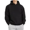 Herrtröjor Autumn Winter Men Grey Black Hooded Sweatshirt Casual Long Sleeve Kangaroo Pocket Pullover Hoodie Solid Color Man Dress