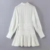 Robes décontractées Maxdutti Indie Folk Vintage Jacquard armure coton mode élégante à manches longues robe de soirée femmes ceintures 2022 printemps