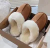 Women Slippers Sheepskin Fur Winter Snow Boots Slides Classic Ultra Mini Platform Boot Slip-on Shoes Suede Upper Comfort Warm