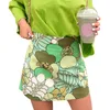 Rokken aonlypluto dames casual bloemen print mini rok hoge taille pure mesh y2k streetwear met voering