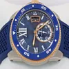 Najwyższej jakości nurka W2CA0009 Niebieska tarcza i gumka 42 mm Automatyczne sportowe zegarki na nadgarstki męskie 18K Rose Gold Mens Watch243T