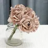 Dekorativa blommor lyxiga riktiga beröring rose brud bukett bröllop fest dekoration ornament falska blommor julrum dekor flores flores