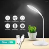 Tafellampen Oplaadbare Dimmer Flexibele LED -standaard Desk Lamp Modern Touch Switch USB Leesstudie Licht voor schoolkind slaapkamer