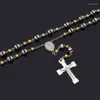 Chaînes cadeau hommes femmes Christ perles en acier inoxydable 8mm chapelet perle croix pendentif lien chaîne collier bijoux accessoires RN62