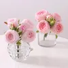 Decoratieve bloemen Myisturerende latex rozenbloem 6 hoofden/bundel echte touch kunstmatige bruids boeket bruiloftsfeest home decor boquet