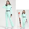 Skijacken 2023 Damen Einteiliger Skianzug Schlanke Outdoor-Snowboardjacke Overalls Warmer Jumpsuit-Set Winterkleidung Winddicht Wasserdicht