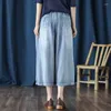 Ethnic Clothing Chinese Style Women'S Jeans 2022 Vintage Denim Trousers Womens Embroider Pants Wide Leg 10370