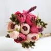 Decorative Flowers Artificial Silk Peony Hydrangea Mixed Simulation Bouquet Wedding Pography Flower Arrangement Home Living Room Garden