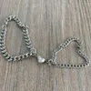 Link Armbänder 2 stücke Herz Magnet Anziehen Paar Armband Liebe Charme Schmuck Edelstahl Kuba Kette Liebhaber Für Frauen Männer