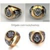 Bandringe Eejart Edelstahl Freimaurer Ring für Männer Mason Symbol G Templer Mauerwerk Drop Lieferung Schmuck Dhxfa