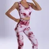 Aktiva upps￤ttningar 2022 Women's Sports Top Bra Tie-Dye Yoga Wear Print Seamless Clothing Fitness Running Tights High midjebyxor Set