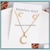 Earrings Necklace 26 Letter Necklaces With Earring Set Stainless Steel Gold Choker Initial Pendant Women Alphabet Chains Jewelry D Otlao
