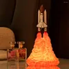 Nattljus 3D -tryck LED Space Shuttle Rocket Light Desk Lamp 800mAh USB RECHARGEABLE Atmosphere Room Decor Kids julklapp