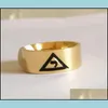 Cluster Rings High Quality Gold Sier Stainless Steel 14 Degree Scottish Rite Yod Ring Masonic Signet Inside With Virtus Junxit Mors Dh4Da