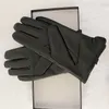 2023 Womens leather gloves Designer sheepskin fur integrated cycling warm fingertip gloves