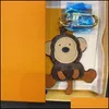 Keychains Lanyards Lion Tiger Monkey Bear Luxury Designer Leather Key Chain Laser Embossed Bag Pendants With Box 1853231E Drop Del205r