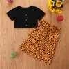 Set di abbigliamento Summer Girl Set camicetta nera gonna lunga abiti per bambini vestiti per bambini