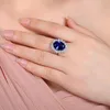 Bröllopsringar Ociki Silver Color Cubic Zirconia Cz Blue Crystal Engagment for Women Girls Drop Fashion Jewelry Gift