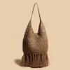 Evening Bags Fashionable Fringe Straw Rattan Braid Handbags Ladies Designer Luxury Handmade Paper Shoulder Crossbody Summer Beach