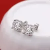 Stud Earrings Women's Original 925 Silver Charm Jewelry Luxury Cubic Zircon Inlaid Cocktail Party Accessories 6-8MM