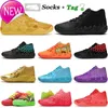 Oglamelo Ball MB.01 Basketskor 2022 5A-hög kvalitet Mens Queen City Rock Ridge Red Galaxy White Silver Rick and Morty Pumps Sneakers