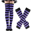 Frauen Socken Mode Gestreifte Lange Sexy Oberschenkel Hohe Strümpfe Und Handschuhe Cosplay Halloween Festival Streifen Set