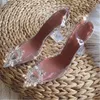 Sandals 2022 New Summer Joker Pointy Thick Heel Sexy Rhinestone Transparent Sandals Women T221212