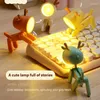 Night Lights Cute LED Light Folding Table Lamp Mini Pet Ins Student Gift Creative Cartoon Kids Room Bedside Bedroom Decor