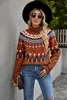 Women's Sweaters Sweater Women's Vintage Striped Patchwork Color Turtleneck Knit Autumn Clothes Boho Style Fashion Pullover