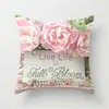 Pillow 45x45cm Pink Rose Flower Pillowcase Nordic Style Wedding Bed Lumbar Seat/Back Cover Polyester Case Home Decor