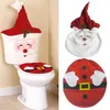 Couvertures de siège de toilette 3pcs Santa Cover Décoration de Noël Décoration de salle de bain Réservoir d'eau et boîte en papier