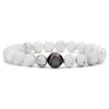 Strand 10pcs Copper Baseball White Howlite Stone Beads Bracelet Buddha Sport Energy Reki Yoga Jewelry2589