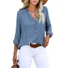 Femmes Blouses Automne Chemise Décontractée À Manches Longues Lâche Coton Femmes Boutons Blanc Top Blusas Mujer Solide Blouse Bureau Femme 23203