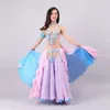 Ropa de escenario talla S-XL rendimiento mujer ropa de baile profesional 3 uds traje sujetador cinturón falda larga Oriental con cuentas traje de danza del vientre