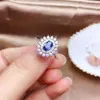 Cluster ringen mode oceaan blauwe saffier edelsteen ring met zilveren sieraden natuurlijk edelstenen certificaat echt 925 geboortesteen verjaardag cadeau