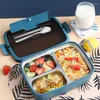 Dinnerware Sets Thermal Lunch Boxes Bento Case With Lid Spoon Tableware Portable Children's School Sealed Storage Container Heatad