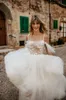 Romantic Plus Size Wedding Dresses A Line Beach Bohemian Spaghetti Straps Applique Tiered Garden Court Train Bridal Gowns Vestidos De Novia Custom Made