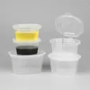 Förvaringsflaskor 30 st tydlig mat små såsbehållare paket boxlid bärbar engångsplast koppar transparent 25/50/75 ml