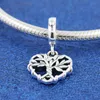 925 Sterling Silver Heart Family Tree Dangle Pendant Charm Bead Fits European Pandora Jewelry Charm Bracelets