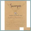 Pendentif Colliers 12 Zodiac Strass Constellations Collier Clavicule Chaîne Avec Carte-Cadeau Pour Hommes Femmes Anniversaire Bijoux En Gros Otzrr