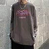 남자 T 셔츠하라 주쿠 하이 스트리트 긴 소매 티셔츠 스프링 가을 펑크 편지 한국어 트렌드 착용 유니에 섹스베이스 셔츠 탑