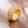 11mm Watch Band Shaped Ring for Men Gold Color Stainless Steel Punk Finger Band Rock Gothic Hiphop Boy Jewelry