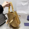 Prades crossbody totes handväskor axelväska bling kvinnor lyxiga kvällskoppling kristall utsmyckade diamant hink plånböcker 221210