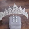 Headpieces Noiva Coroas Brincos Conjunto de Colar Elegante Nupcial Jóias Acessórios Tiaras de Casamento Feminino Strass Cristal Headpiece