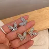 Brincos de garanhão Anenjery Silver Color Butterfly Zircão cúbico para mulheres Sparkling Party Jewelry Gifts Acessórios S-E1273