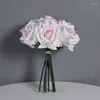 Dekorativa blommor lyxiga riktiga beröring rose brud bukett bröllop fest dekoration ornament falska blommor julrum dekor flores flores